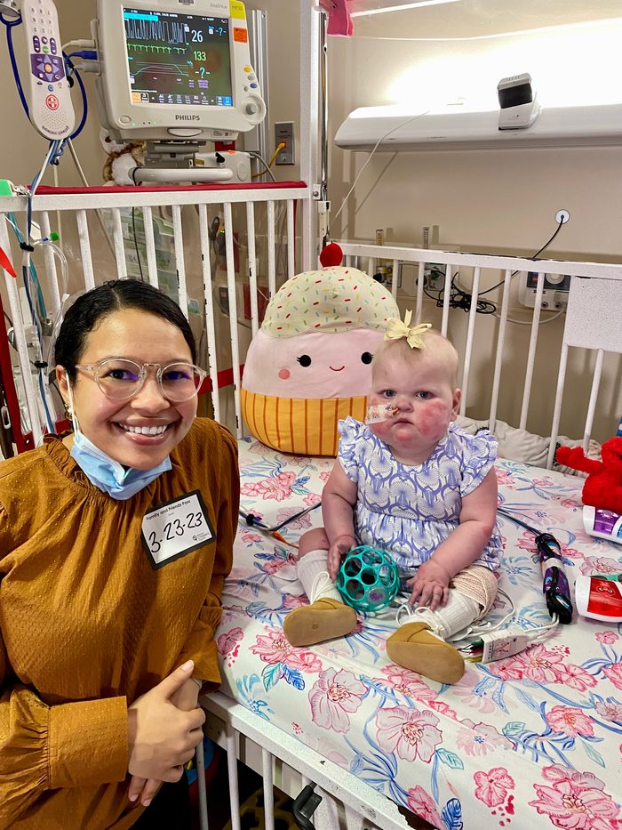 Crysta with Chloe at the hospital