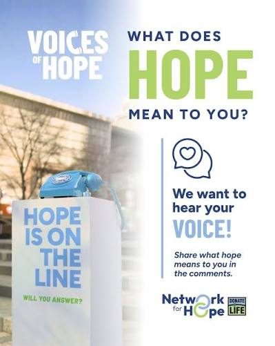 The Hope is on the Line phone installation on its stand